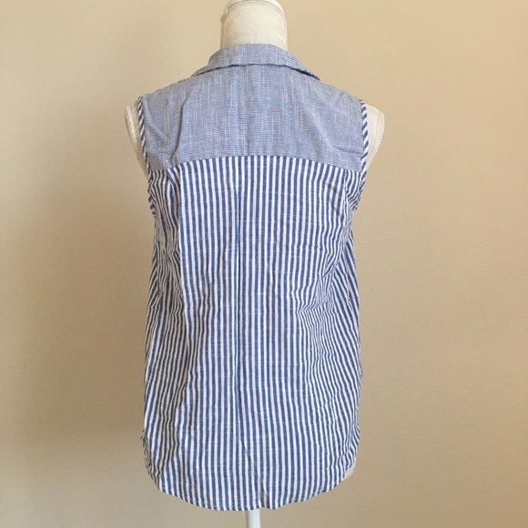 Blue & white striped sleeveless top - Picture 3 of 6